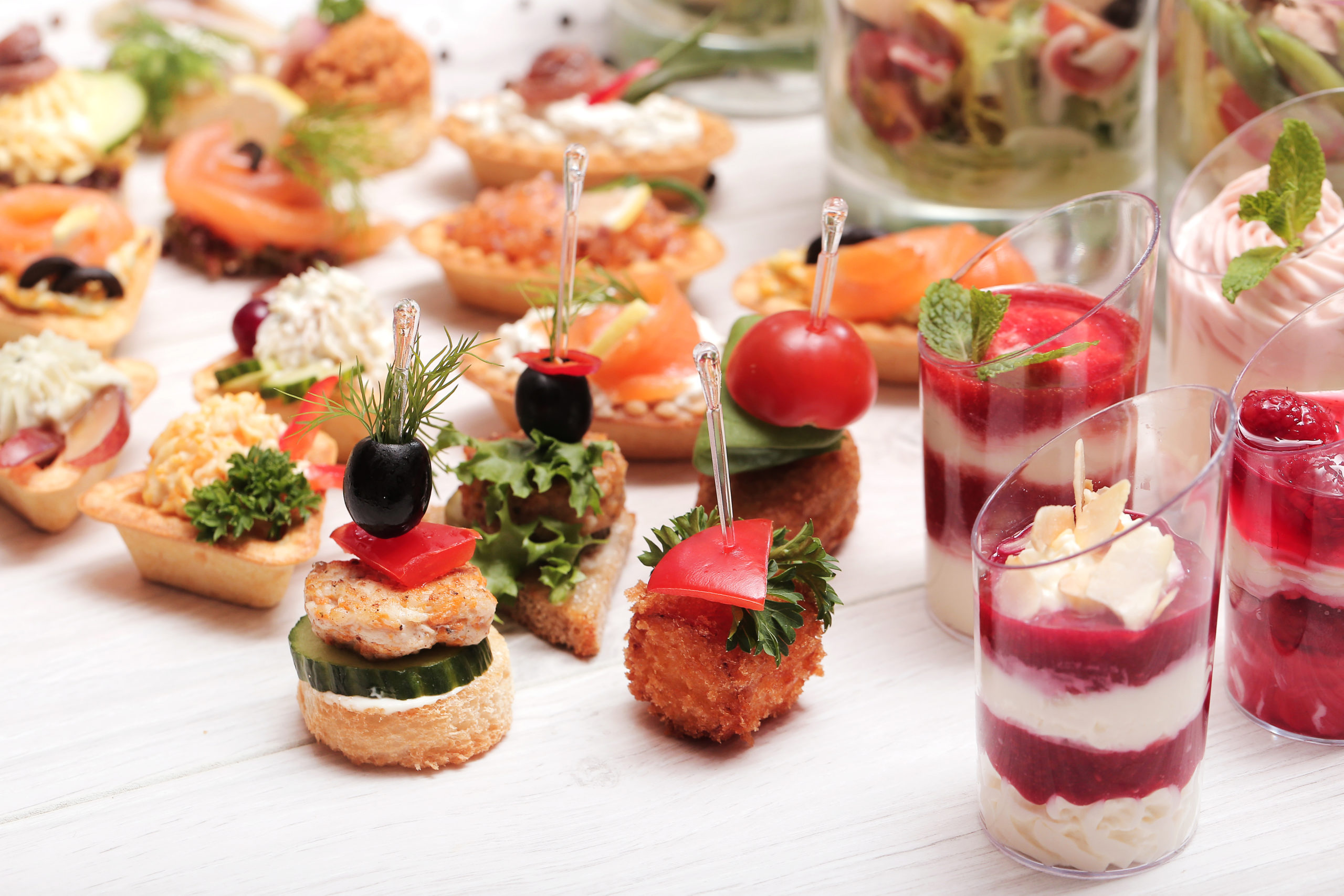 Various snacks on the table